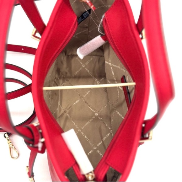 Michael Kors Jet Set Travel Extra-Small Top Zip Tote Bag & Double Zip Wallet Red - Picture 7 of 11